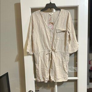 Umgee Beige Button-Down Jumpsuit